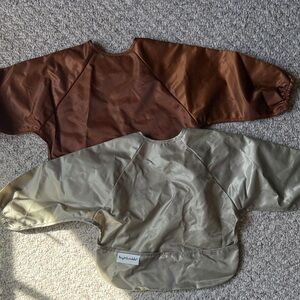 Waterproof Bib Smock Set - Brown & sage green